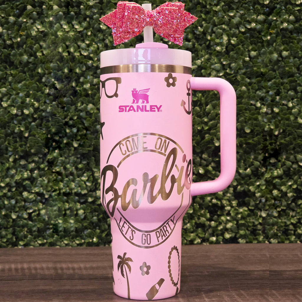 Barbie Stanley Cup 40oz | Pink Tumbler | Cherry Blossom | Custom Laser Engraved Quencher