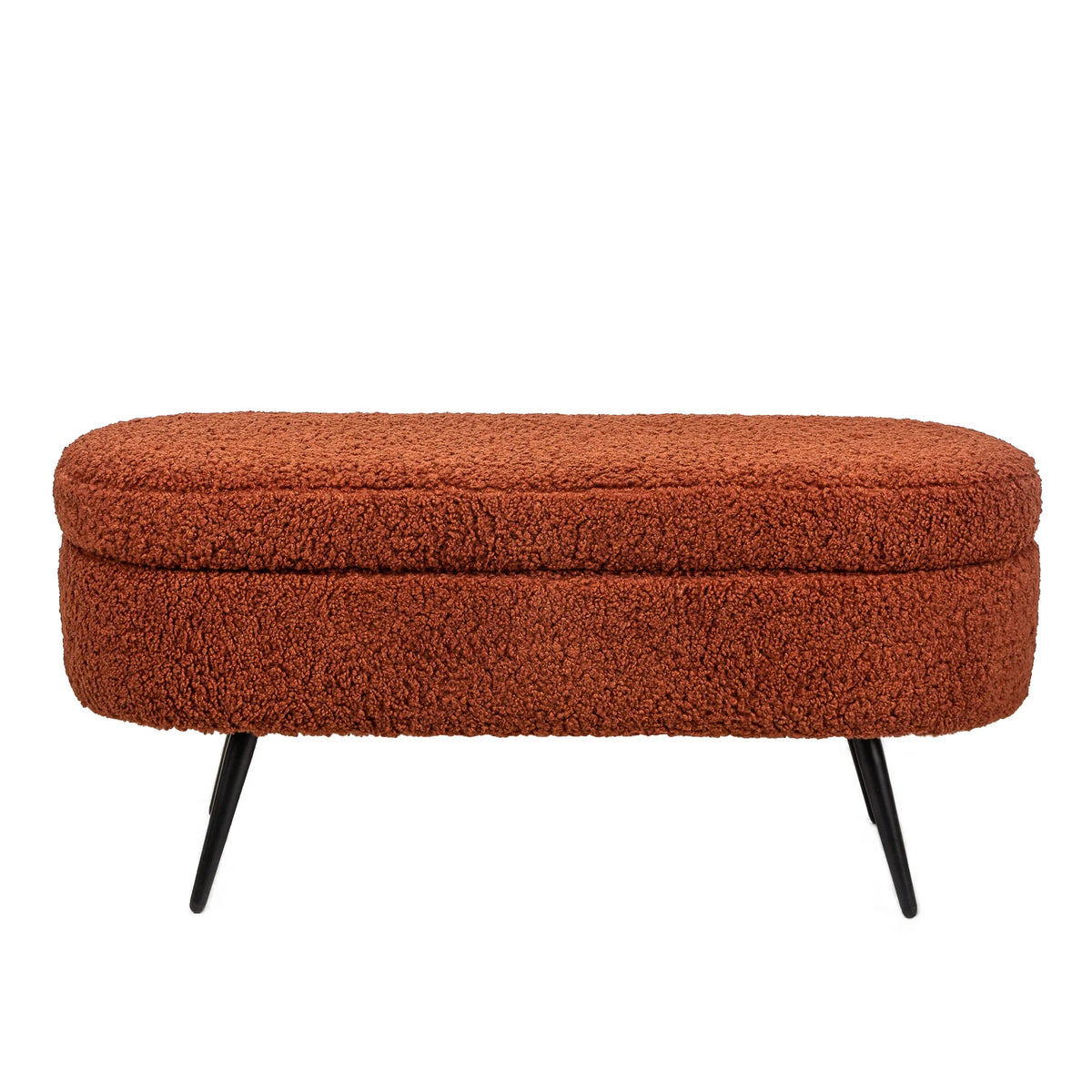 Metal and White Boucle Storage Bench Modern Design Style Entryway