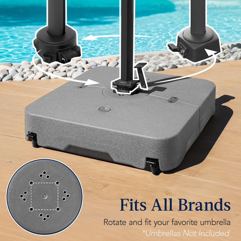Best Choice Products Heavy-Duty Outdoor Cantilever Base Stand w/ Wheels, Locks, Fillable 330lb Capacity - Black