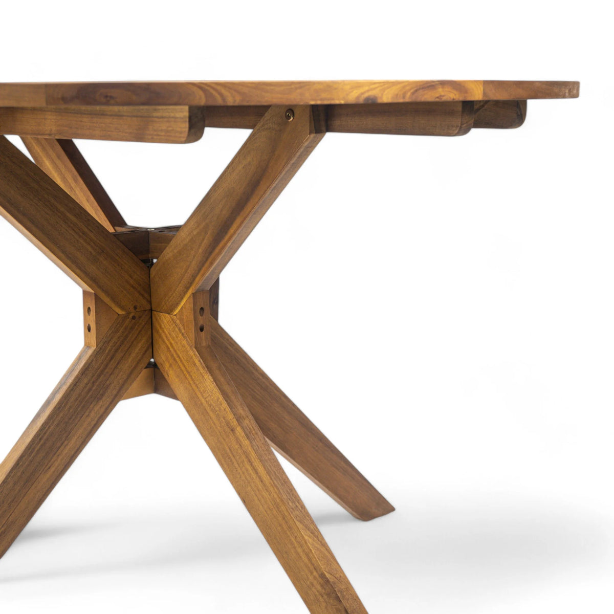 GDF Studio Brigitte Outdoor Round Acacia Wood Dining Table, Teak