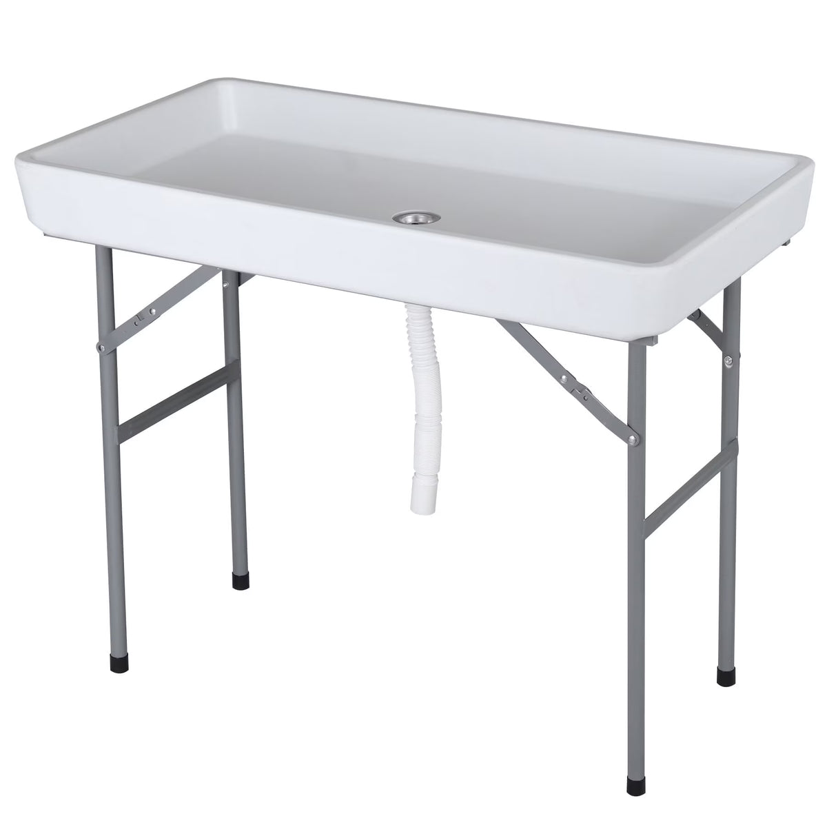 HomGarden Party Ice Cooler Table Folding Chill Table W/Skirt & Drain Hose & Bucket for Picnic Indoor Outdoor
