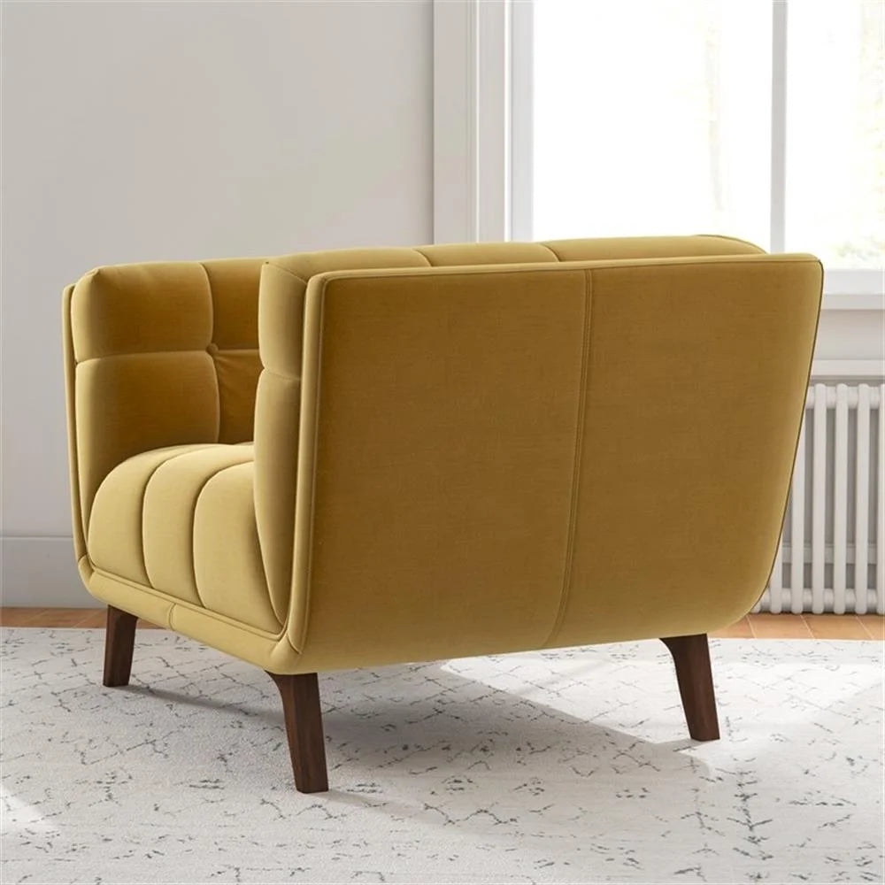 Allen Mid-Century Modern Velvet Upholstered Armchair in Blue