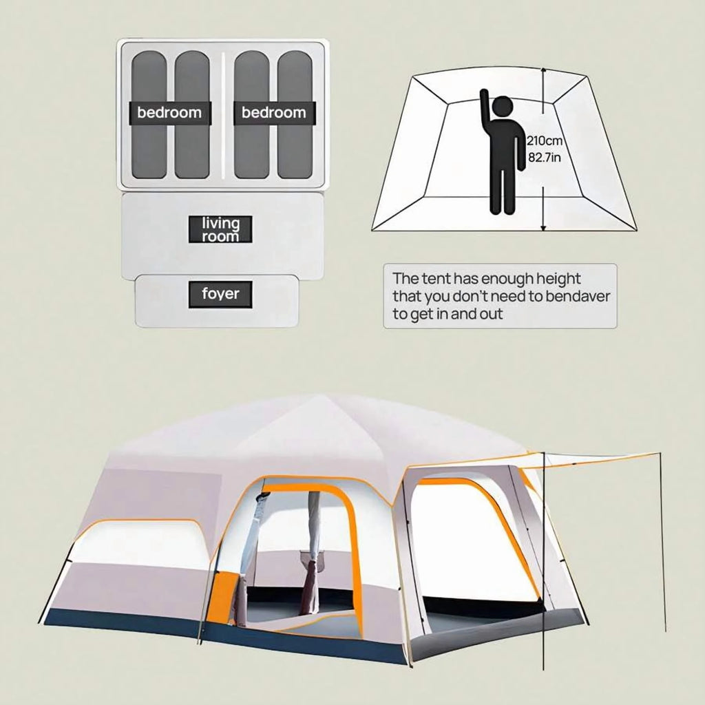 Senmeo 4-6 Person Camping Tent, Waterproof Easy Setup Tents For Camping With Sun Protection & Mosquito Net, Tent Lightweight And Spacious For Outdoor Camping, Hiking & Beach Trips