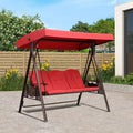 PURPLE LEAF 3-Seat Deluxe Outdoor Patio Porch Swing with Weather Resistant Steel Frame, Adjustable Tilt Canopy, Cushions and Pillow Included, Terra