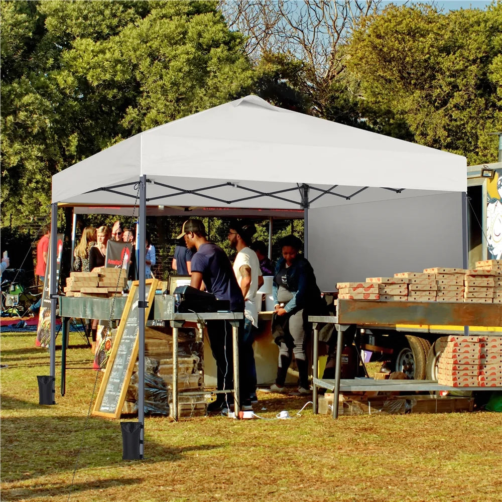 Renwick 10x10 Ft Instant Pop Up Canopy with 4 Side Walls and Roller Bag, White