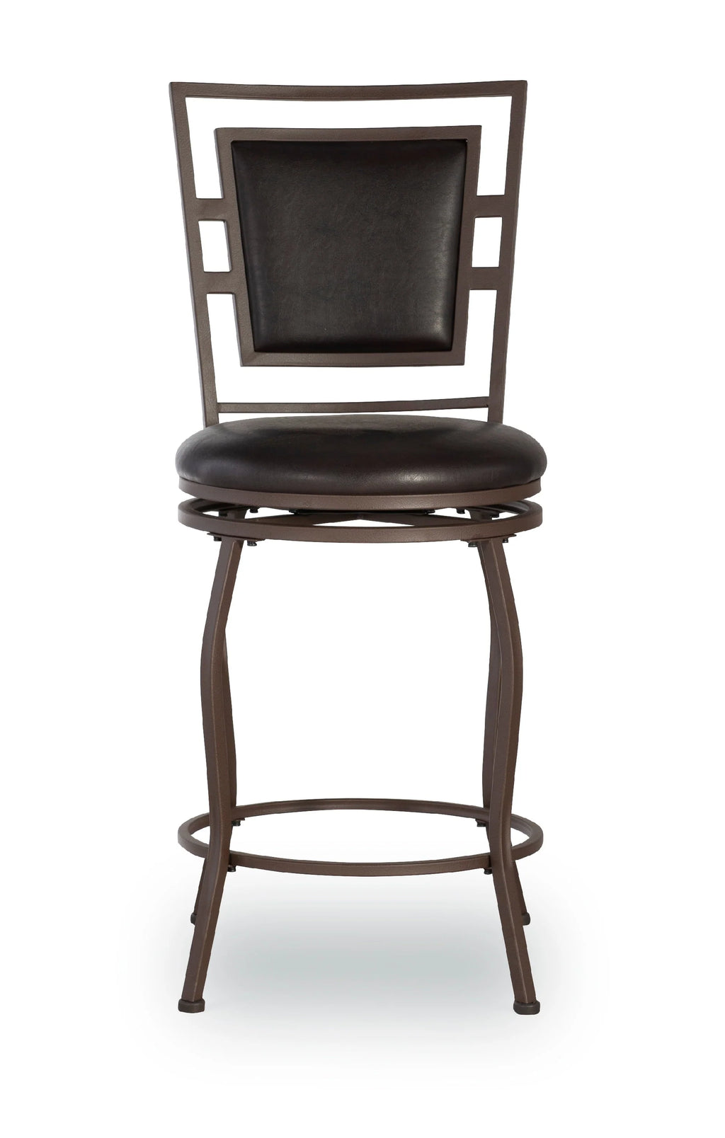 Linon Nora 3-Piece Swivel Bar Stool Set, 24"-30" Adjustable Seat Height, Dark Brown Finish with Dark Brown Vinyl Fabric