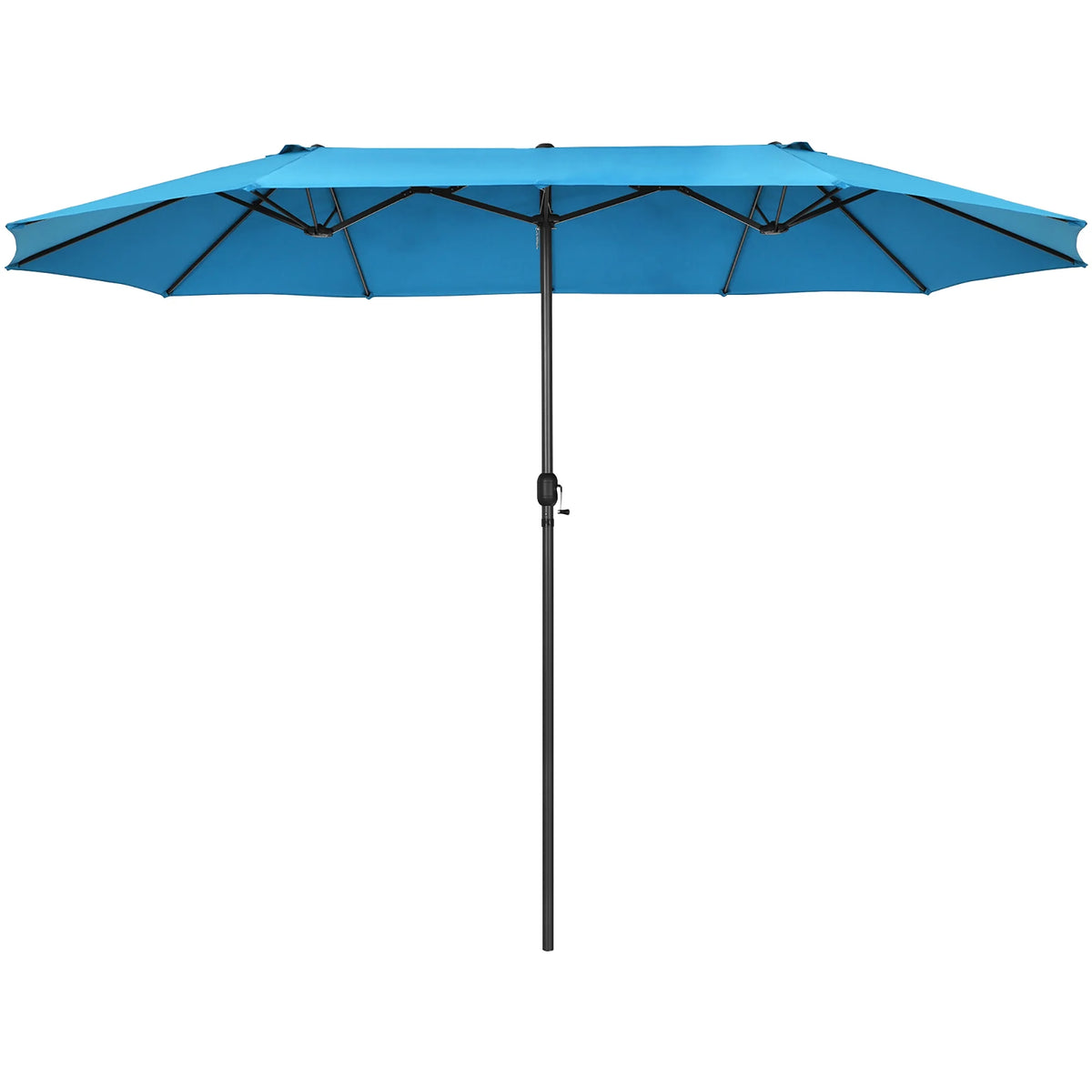 Costway 15ft Beige Patio Double-Sided Umbrella, Crank Lift