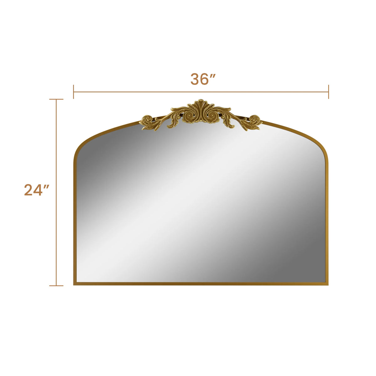 Swafrrt 28x20 inch Gold Arch Mirror, Vintage Lace Wall Mirror, Aluminum Frame, Baroque Gold Lace Bathroom Mirror, Suitable for Wall, Tempered Glass, Can Hung Vertically or Tilted