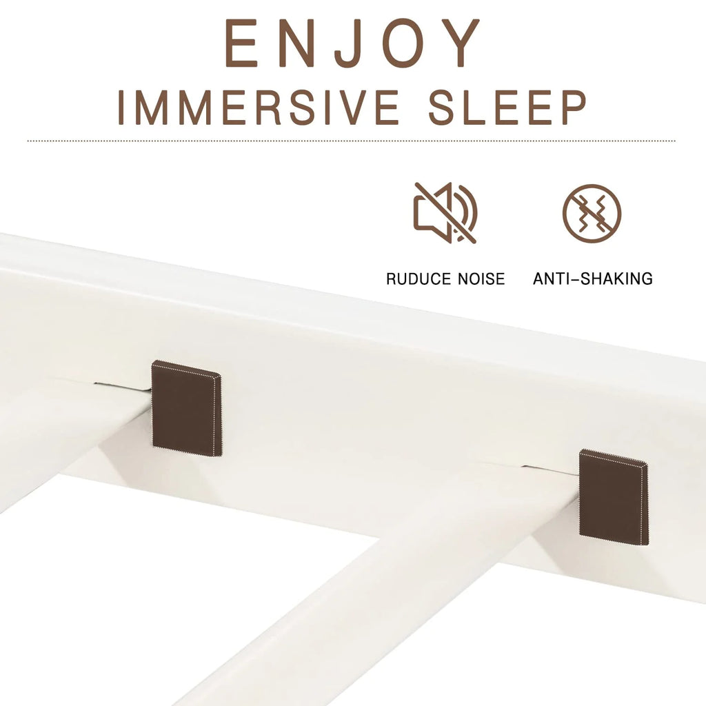 Einfach Metal Twin Size Loft Bed with Removable Ladder & Full-Length Guardrail, White