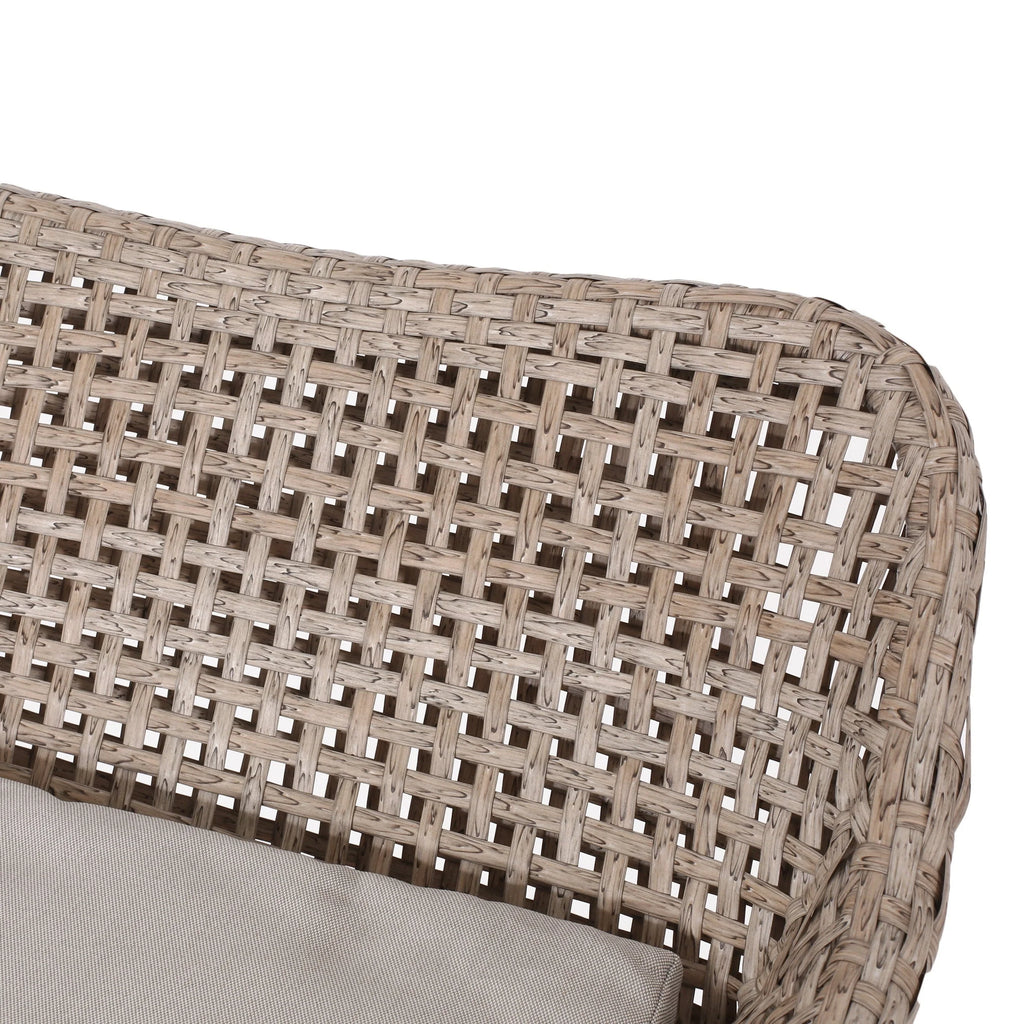 Verano Wicker and Metal Outdoor Barstools with Cushion, Set of 4, Mixed Brown and Beige