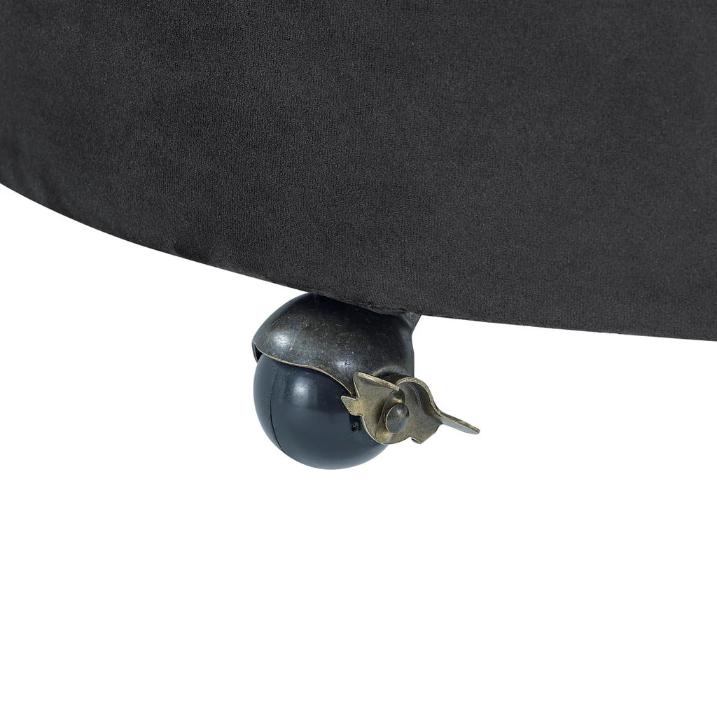 Swivel Barrel Chair, Modern Velvet Upholstered Lounge Chair with Button Tufted Design and Movable Wheels, Round Club Chair with 3 Pillows for Bedroom, Living Room, Lounge, Hotel. Black.