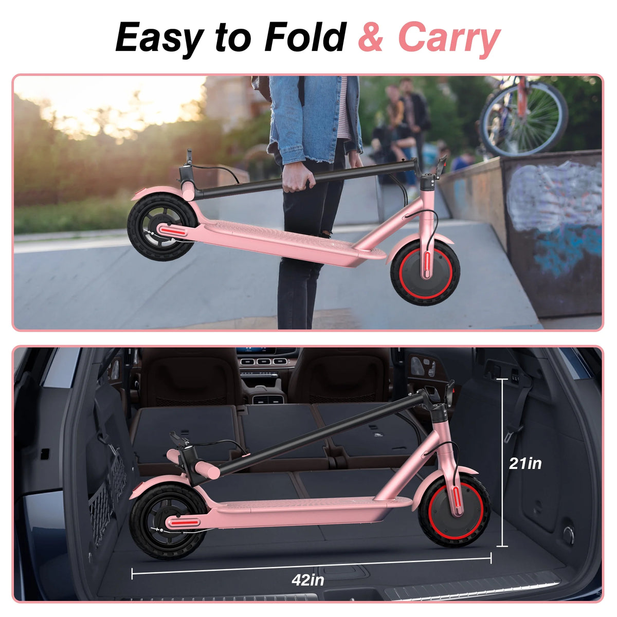 AOVOPRO WHITE ES80 350W 8.5' Foldable Electric Scooter for Adults and Child, 21 Miles Range