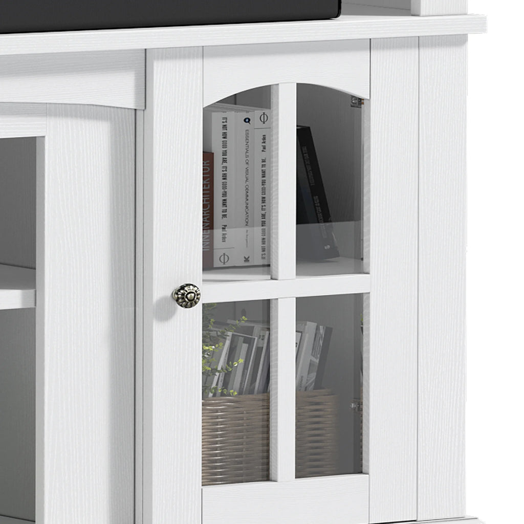 Dextrus Farmhouse LED TV Stand for TVs up to 65'', Wood TV Media Console Entertainment Center for Living Room, White