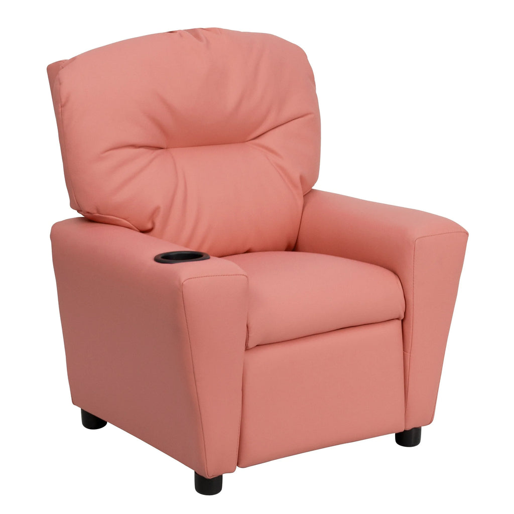 Lancaster Home Contemporary Kids Recliner with Cup Holder Brown Microfiber