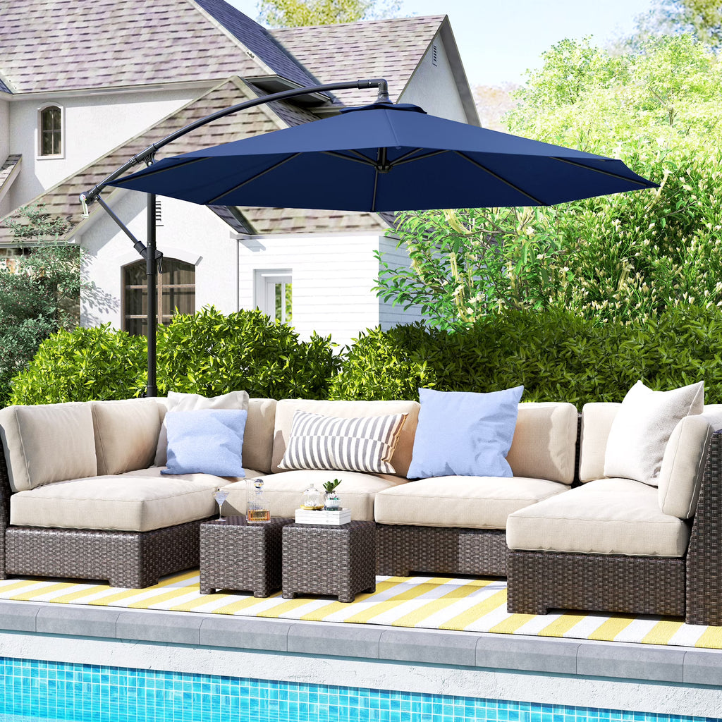 Outsunny 10' Cantilever Hanging Tilt Offset Patio Umbrella with UV & Water Fighting Material and Cross Base (Weight Not Included), Gray