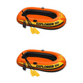 Intex Explorer 300 Compact Fishing 3 Person Raft Boat w/ Pump & Oars (2 Pack)