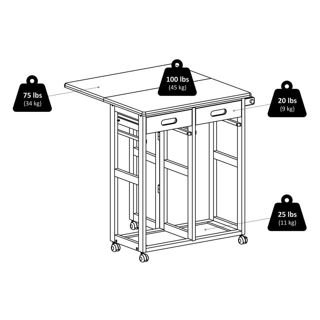 Winsome Suzanne 3-PC Space Saver Set, 2 Tuck-away stools, Teak Finish