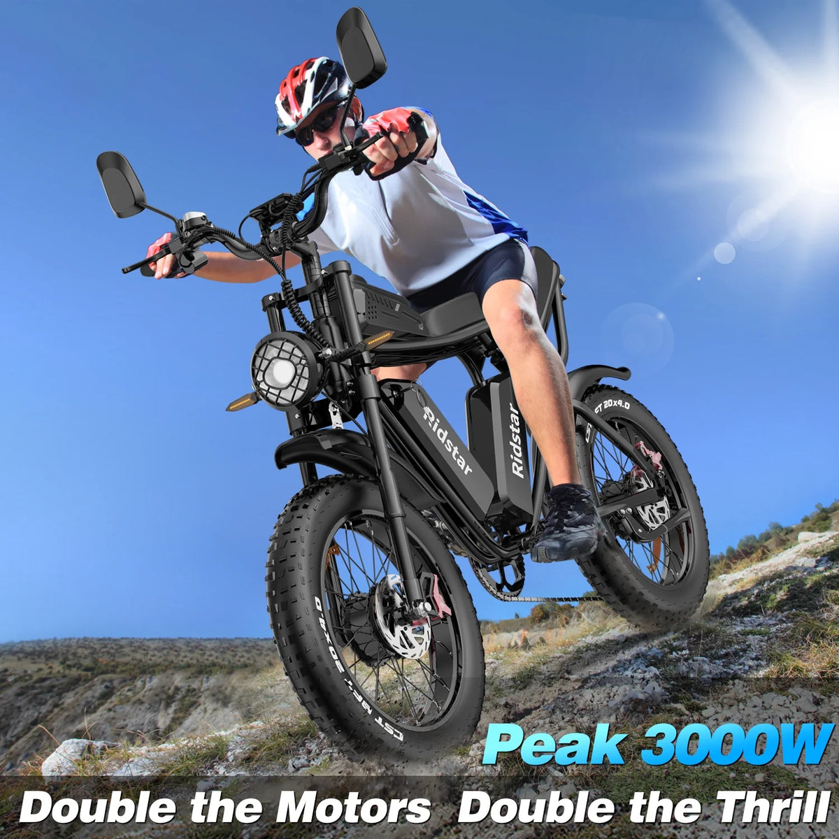 1500W MTB Electric Bicycle 48V 20Ah Removable Battery E-Bike Electric Bike for Adults 20" Fat Tire Electric Motorcycle, Shimano 7 speed Full Suspension Mountain Bike UL2849