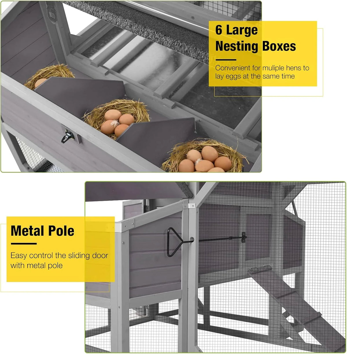 Aivituvin Chicken Coop Extra Large Chicken House Outdoor Poultry Cage for 8-10 Chickens