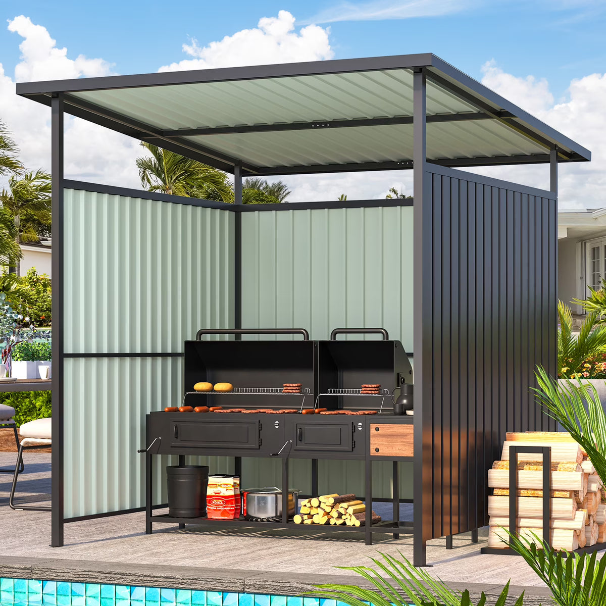 AECOJOY 6' x 6' Hardtop Gazebo Outdoor Pergola For Garden, Patio, Backyard-?Dark Gray