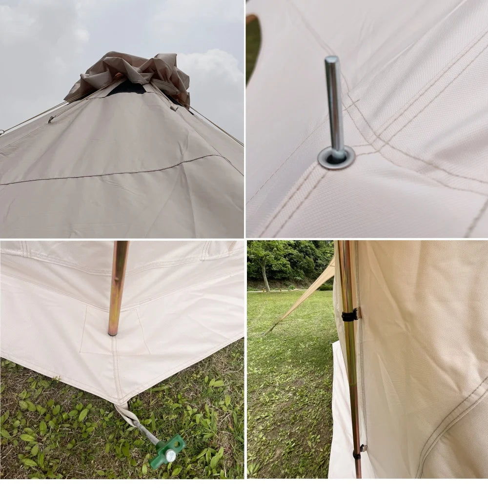 Latourreg Glamping  15FT Bell Tent 4.6m Yurt Tent with Stove Jack, Zipped Removable Floor for Family Camping