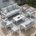AECOJOY Aluminum Outdoor Furniture Set, 7 Pieces Metal Patio Furniture on sale Outdoor Couch Patio Conversation Set - Light Grey