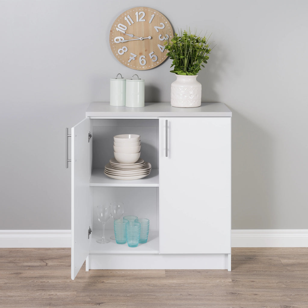 Prepac Elite Home Storage White Base Cabinet with Melamine Countertop