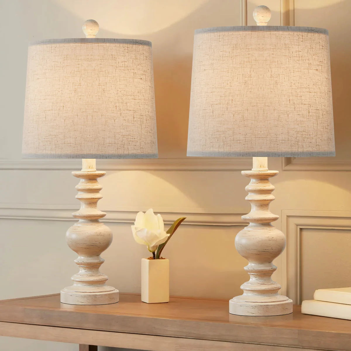 Oneach Resin Table Lamps Set of 2 20.5" Traditional Nightstand Lamps for Bedroom Living Room