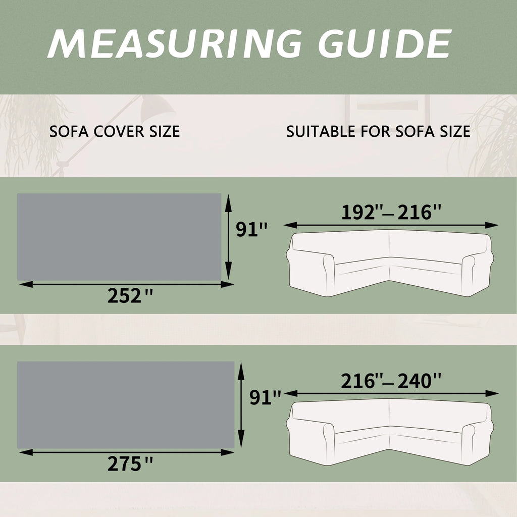HDCAXKJ Washable L Shape Sofa Covers Reversible Sectional Couch Covers Corner Sofa Slipcovers Blankets Sofa Cover for Living Room Home Decor,91"x252",Gray