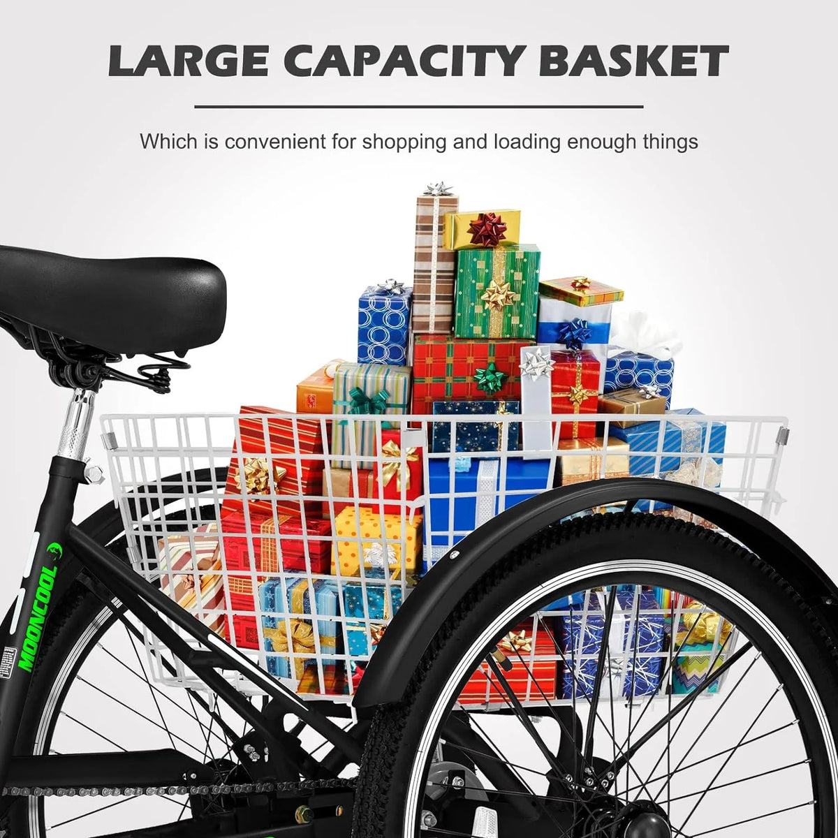 FICISOG 7 Speed Adult Tricycle for Women, 20/24/26 Inch Adult Trike with Basket, 3 Wheel Bikes for Adults Seniors, Cruise Trike for Shopping Picnic