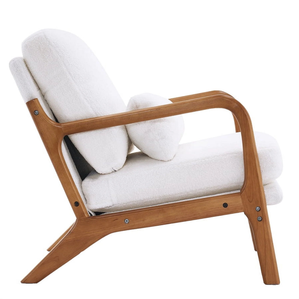 Modern Accent Chair, Upholstered Armchair with Wood Frame, Bronzing Cloth Single Sofa Chair with Lumbar Pillow for Living Room Bedroom Apartment, Orange