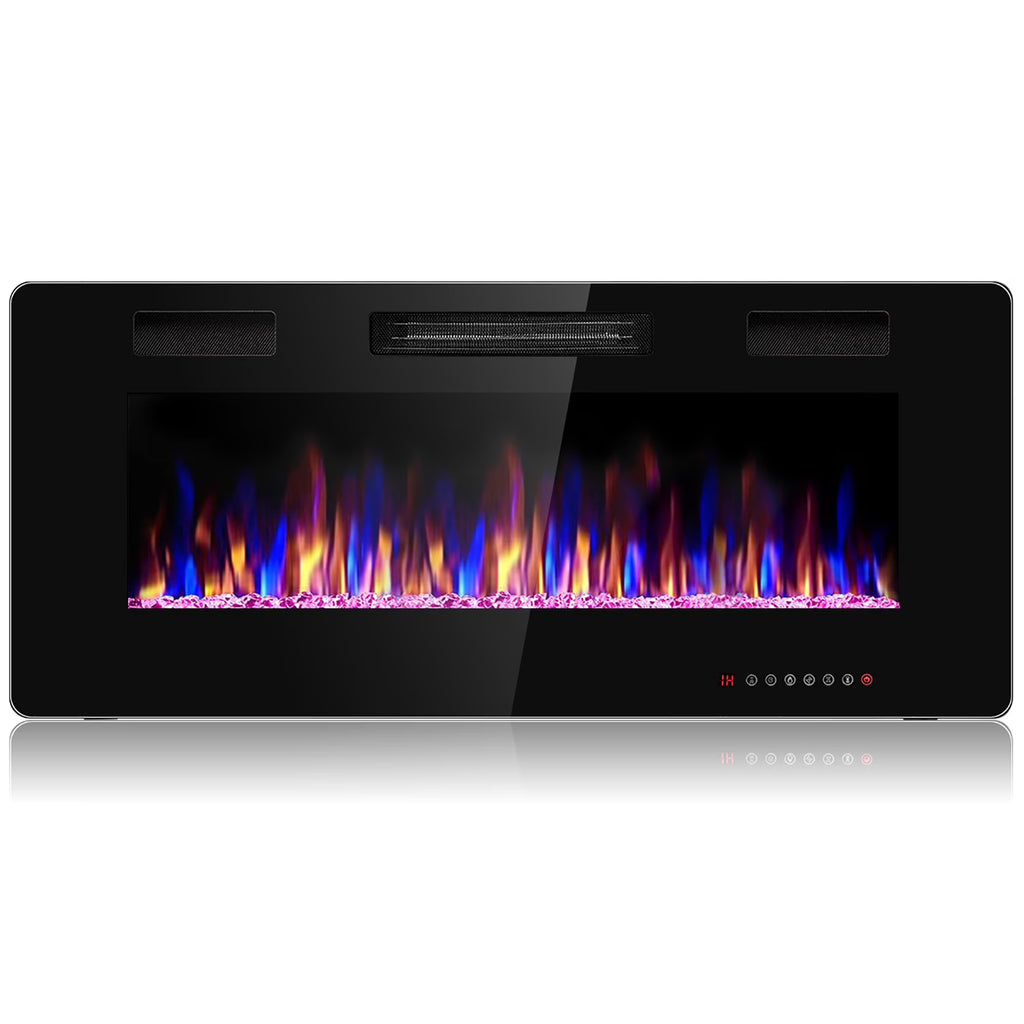 Costway 36'' Electric Fireplace Recessed Ultra Thin Wall-Mounted Heater w/Multicolor Flame