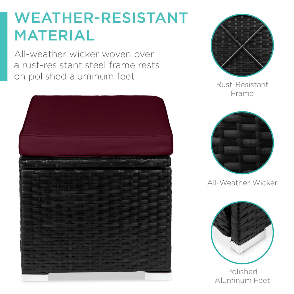 Best Choice Products Set of 2 Wicker Ottomans, Multipurpose Furniture w/ Removable Cushions - Brown/Beige