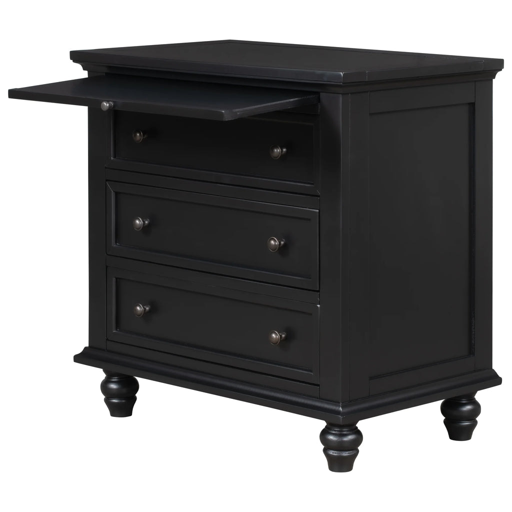 EUROCO 28 Larger Solid Wood 3-Drawer Side Table Nightstand, End Table with Pull out Tray for Bedroom, Living Room, Hallway, Entryway,White