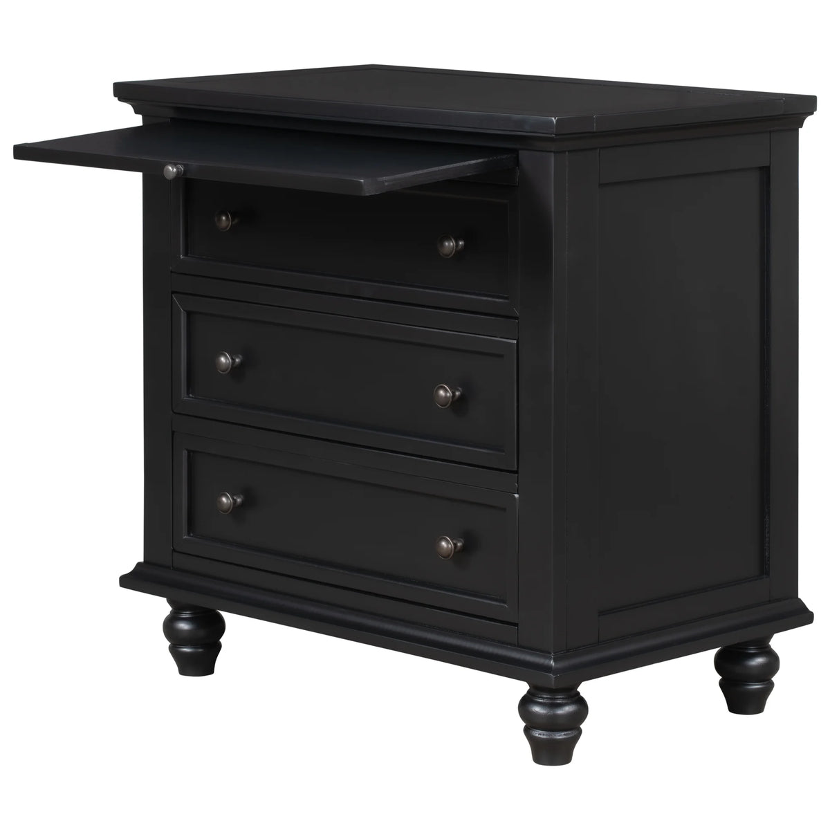 EUROCO 28 Larger Solid Wood 3-Drawer Side Table Nightstand, End Table with Pull out Tray for Bedroom, Living Room, Hallway, Entryway,White