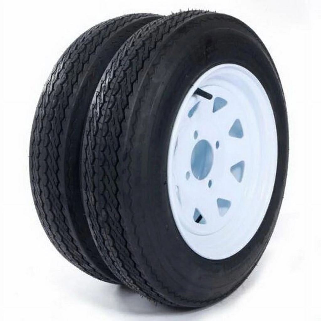 Ktaxon 1 Pair of Trailer Tires & Rims 4.80-12 480-12 4.80 X 12 4 Lug Wheel White Spoke 780LBS