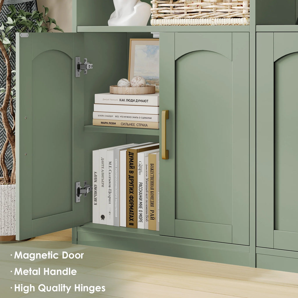 Homfa 73 Tall Bookcases with Doors, 8 Cubes 6-Tier Double Row Bookshelf, White Bookcase for Living Room Home Office