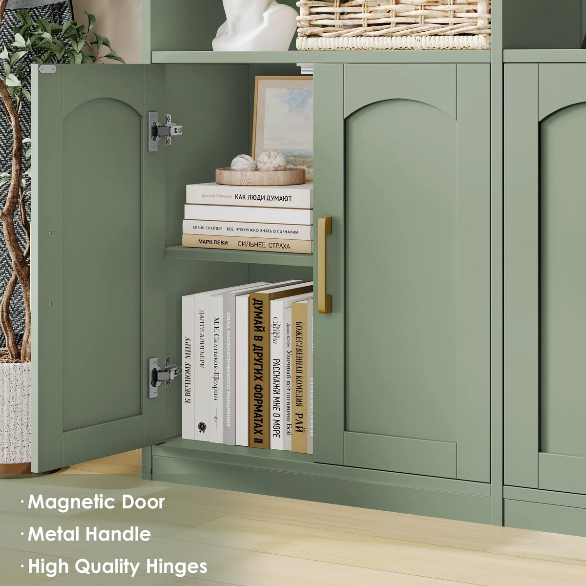 Homfa 73 Tall Bookcases with Doors, 8 Cubes 6-Tier Double Row Bookshelf, White Bookcase for Living Room Home Office