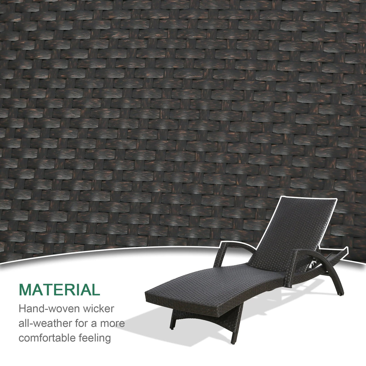 Ulax Furniture Outdoor Woven Padded 2 Pieces Aluminum Chaise Lounge Chairs  Patio Armed Lounger Adjustable Chair with Wheels and Quick Dry Foam(Dark Brown)