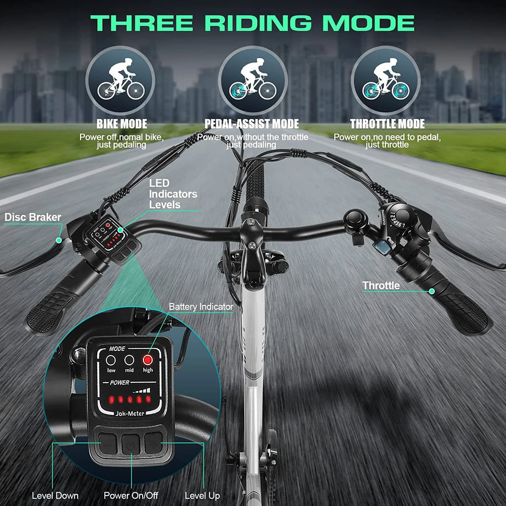 Vivi Electric Bike for Adults 26" Electric Cruiser Bike 500W Step-Through Electric Bike 20MPH & 50Miles City Commuter Electric Bike with Cruise Control