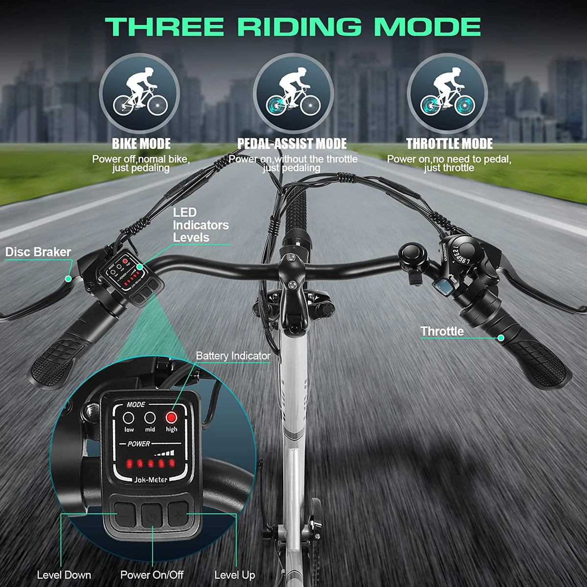 Vivi Electric Bike for Adults 26" Electric Cruiser Bike 500W Step-Through Electric Bike 20MPH & 50Miles City Commuter Electric Bike with Cruise Control
