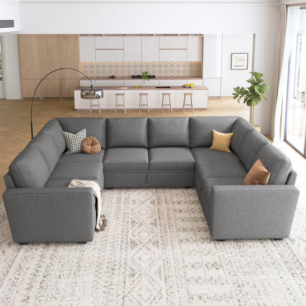 Honbay Convertible Velvet Sofa Bed with Pull-Out Couch Bed and Storage, Black