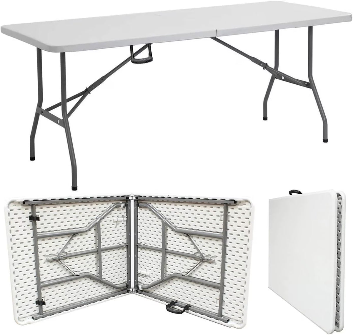 Amazing for less 8ft Folding Table White Plastic Portable Long Foldable Tables Indoor Outdoor Party Picnic Camping Fold Table 8 Foot (4ft, 6ft, 8ft)