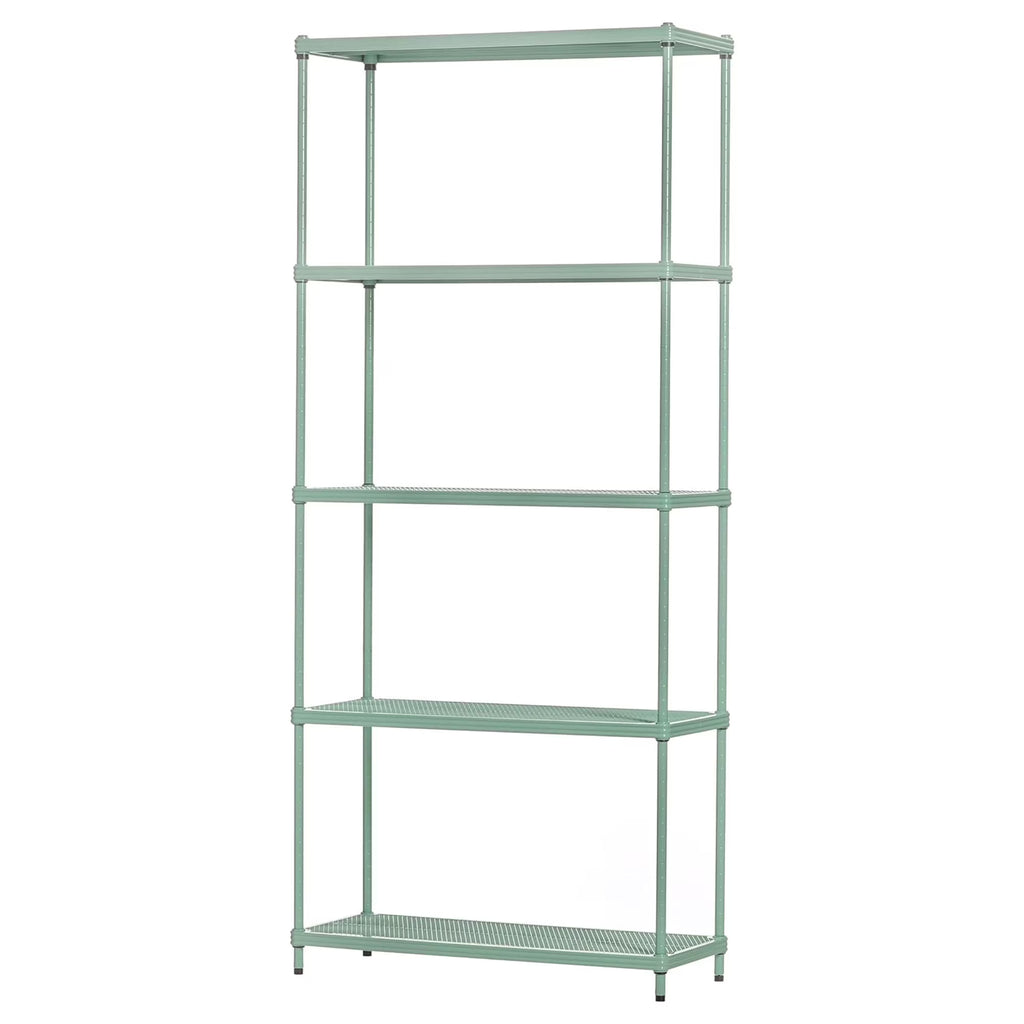 Design Ideas MeshWorks 5 Tier Steel Storage Shelving Unit Bookshelf, Green