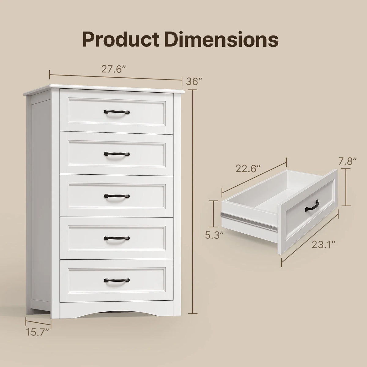 Dresser for Bedroom, Lofka 6-Drawer Wood Dresser with Anti-Tip Safety for Closet| Living Room