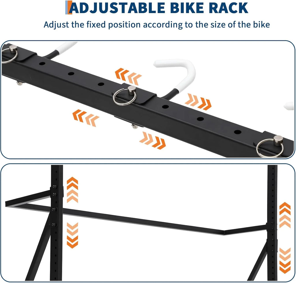 Floor Bike Rack Garage Free Standing with 5 Hooks,Vertical Bike Stand Bicycle Storage,Bike Hangers for Garage Indoor Use for 5 Bicycles, Metal Floor Mount,Up to 300lbs,46in W,Adjustable Height