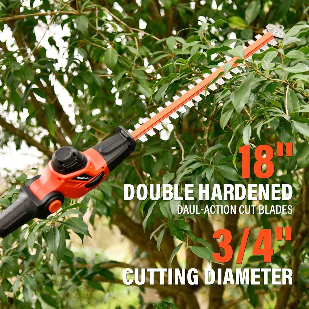 Maxlander Pole Saw 8-Inch Cordless Pole Saws for Tree Trimming and 18-Inch Pole Hedge Trimmer 2-in-1, 15-Feet MAX Reach, 16ft/s Speed, Auto Oiling Pole Chainsaw with 20V 2.0Ah Battery & Charger