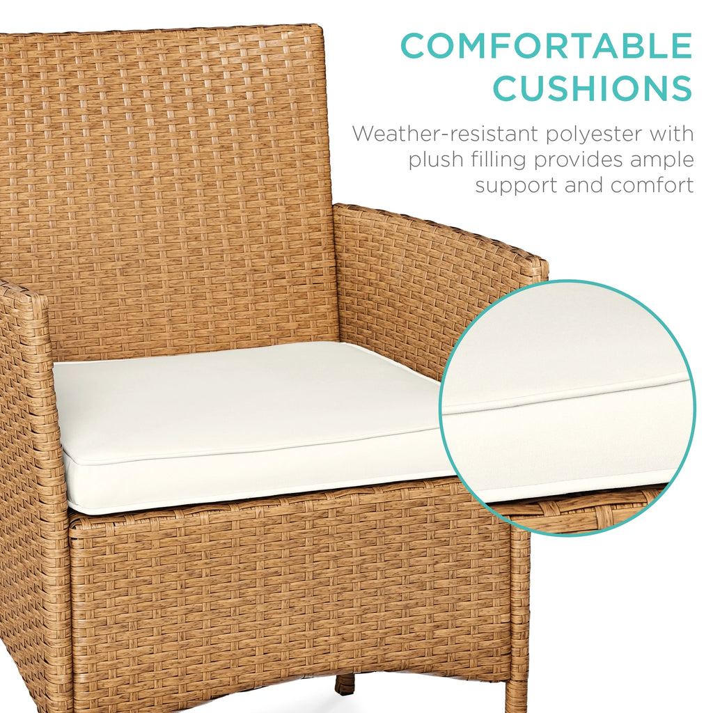 Best Choice Products 3-Piece Outdoor Wicker Conversation Patio Bistro Set, w/ 2 Chairs, Table - Gray/Navy