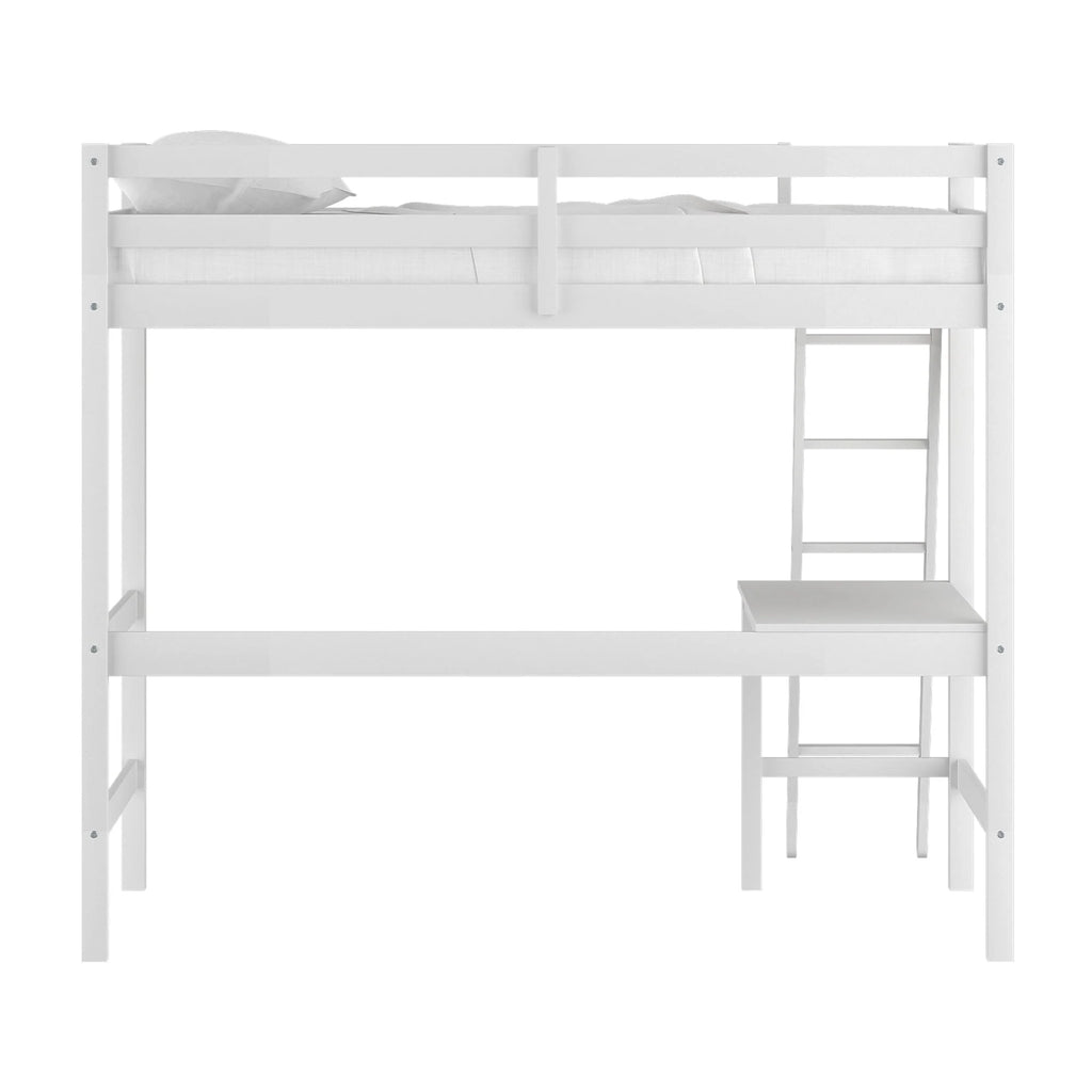 Hillsdale Campbell Wood Twin Loft Bunk Bed with Desk, White