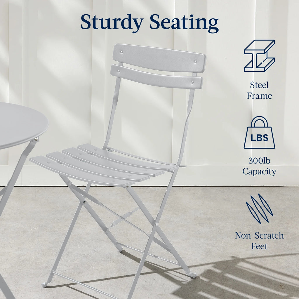 Best Choice Products 3-Piece Small Bistro Set, Folding Patio Furniture Set of 2 Chairs and Table - Black